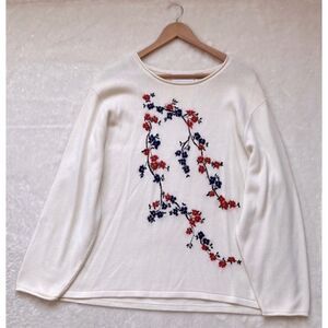 Elisabeth by Liz Claiborne Floral Embroidered Long Sleeve Sweater, Size 3X